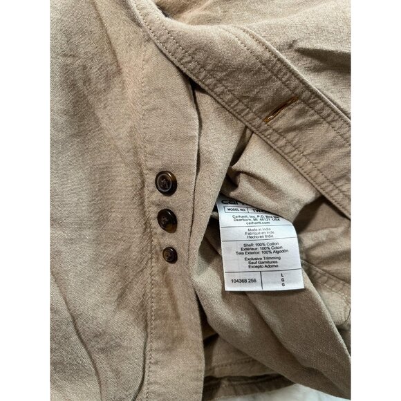 Carhartt Shirt Mens Large Tan Loose Fit Cotton Button Up Workwear Pair of 2 - Picture 12 of 12